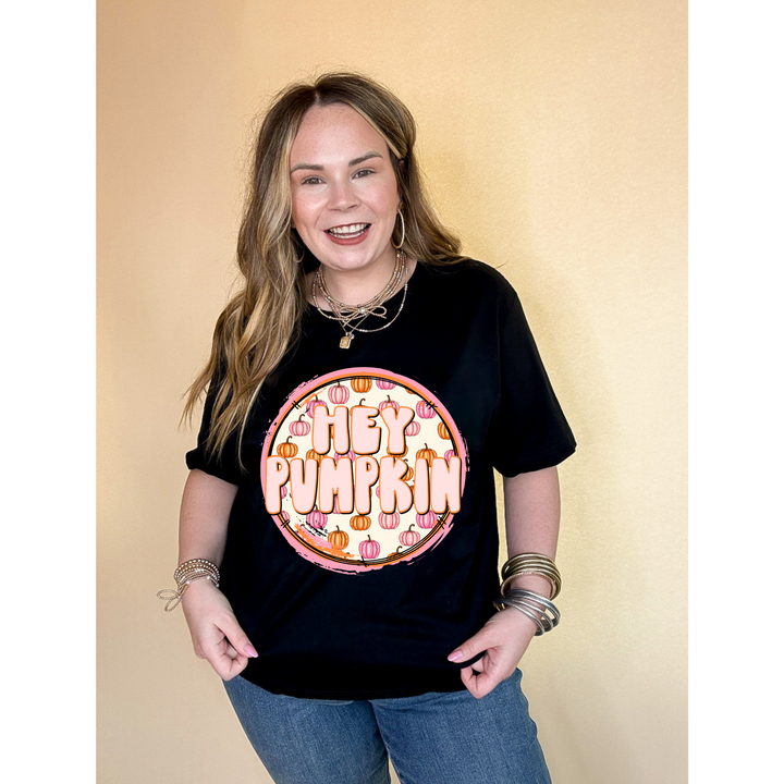 Online Exclusive | Hey Pumpkin with Mini pink and Orange pumpkins Graphic Tee in Multiple Color Options