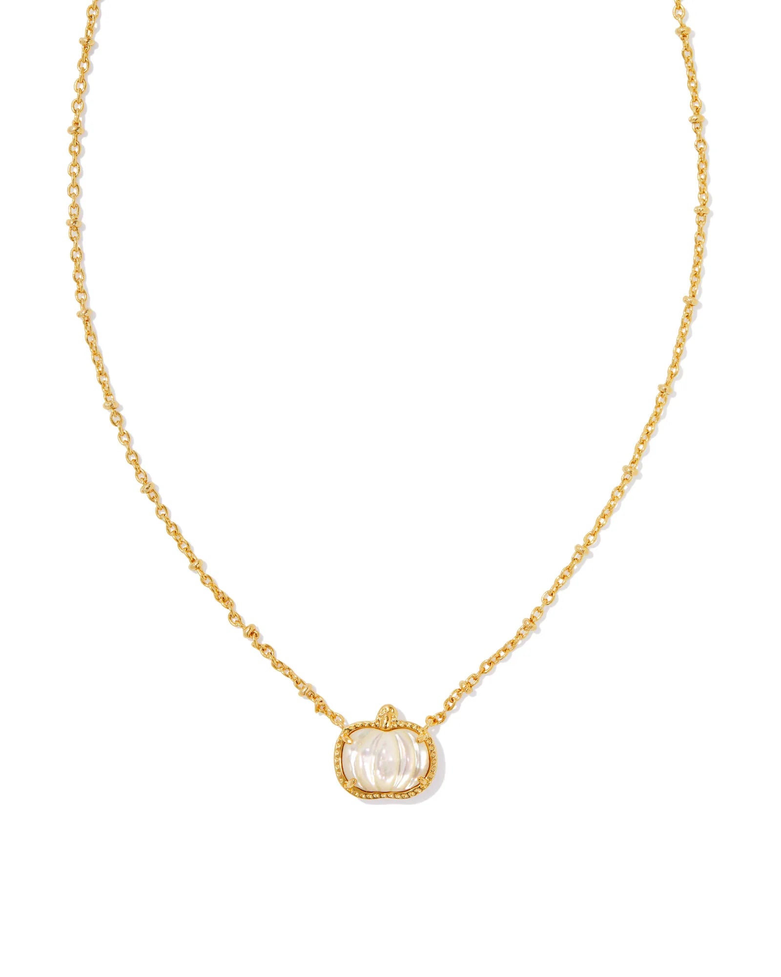 Kendra Scott | Pumpkin Gold Short Pendant Necklace in Ivory Mother-of-Pearl