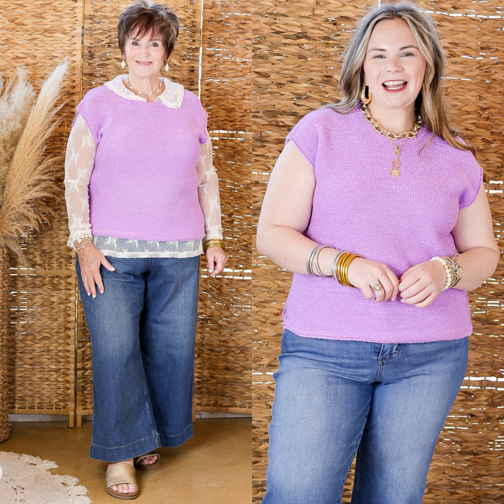 Forever Favorite Oversized Crew Neck Sweater Vest in Lavender Purple