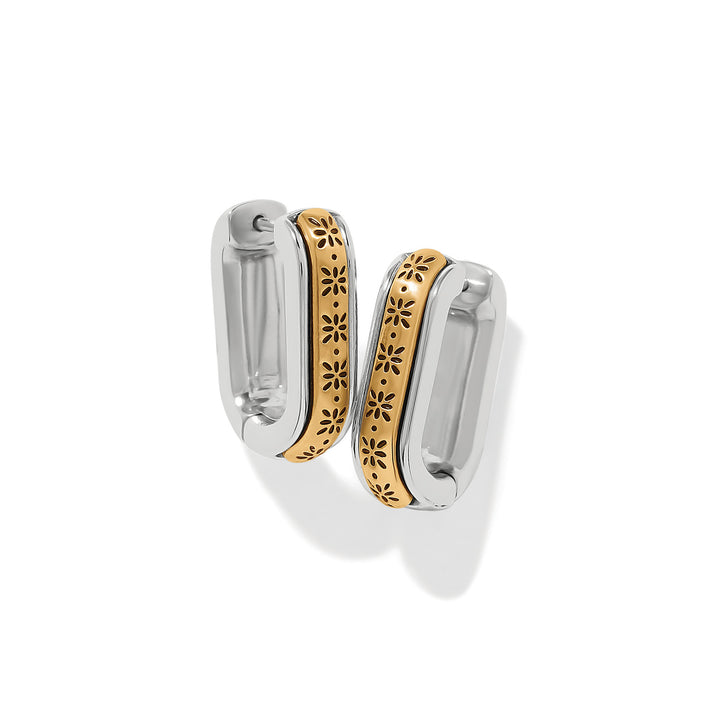 Brighton | Mosaic Two Tone Hinged Hoop Earrings in Silver and Gold