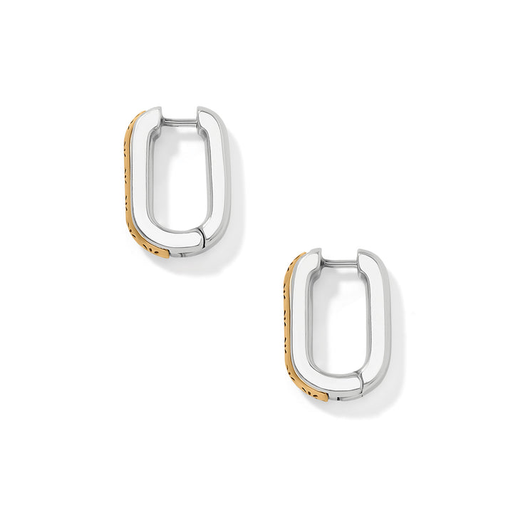 Brighton | Mosaic Two Tone Hinged Hoop Earrings in Silver and Gold