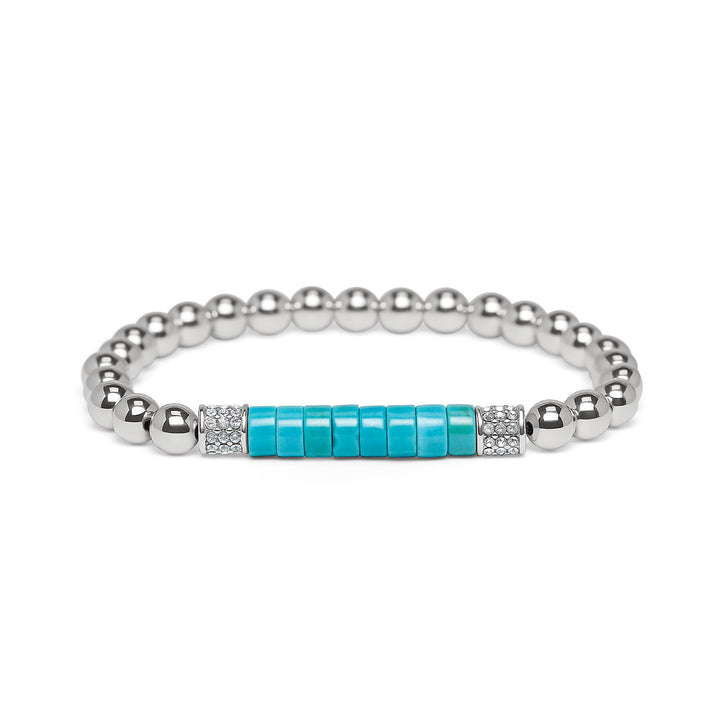 Brighton | Meridian Petite Stretch Bracelet in SIlver and Turquoise