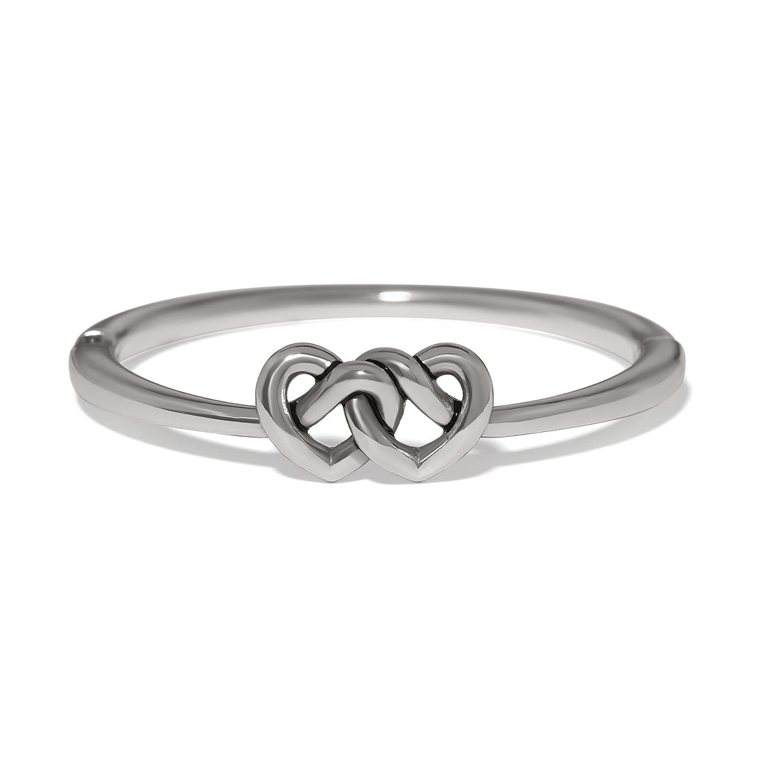 Brighton | Interlok Linked Hearts Hinged Bangle in Silver