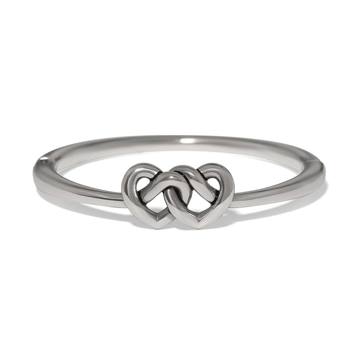 Brighton | Interlok Linked Hearts Hinged Bangle in Silver