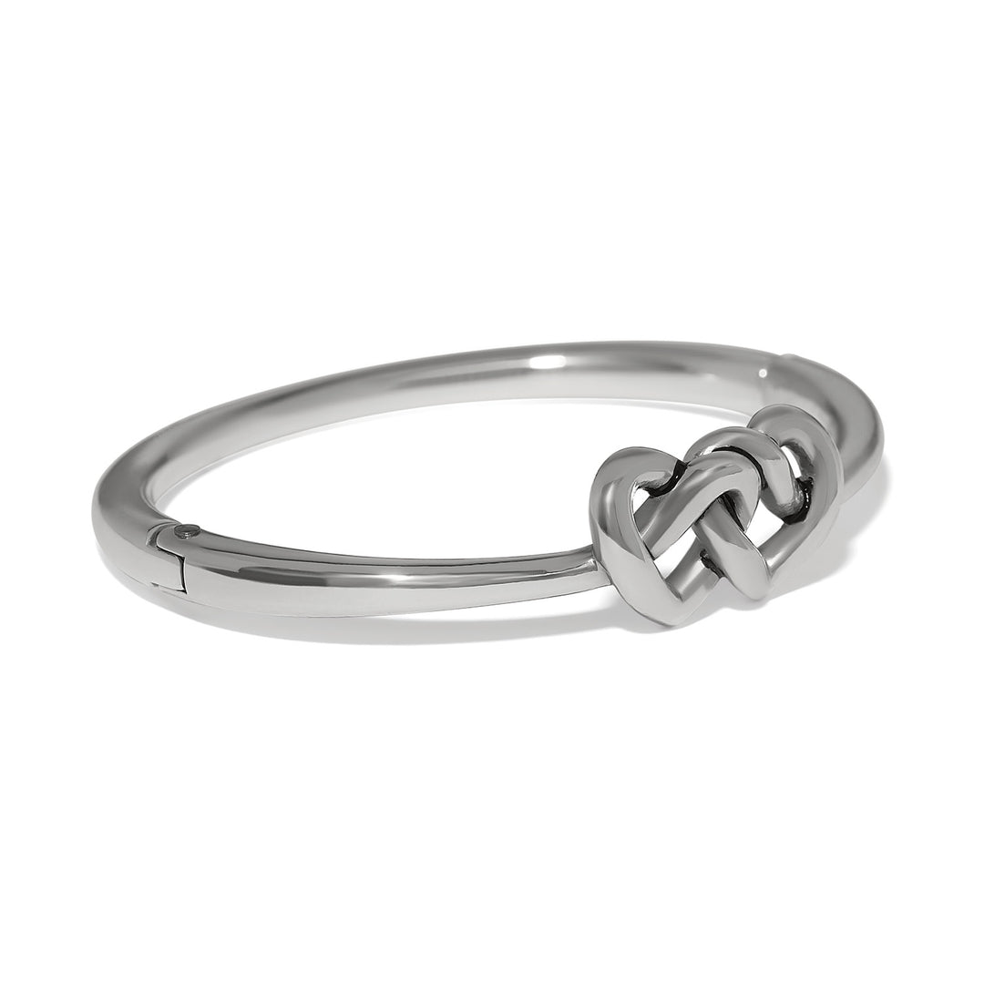 Brighton | Interlok Linked Hearts Hinged Bangle in Silver