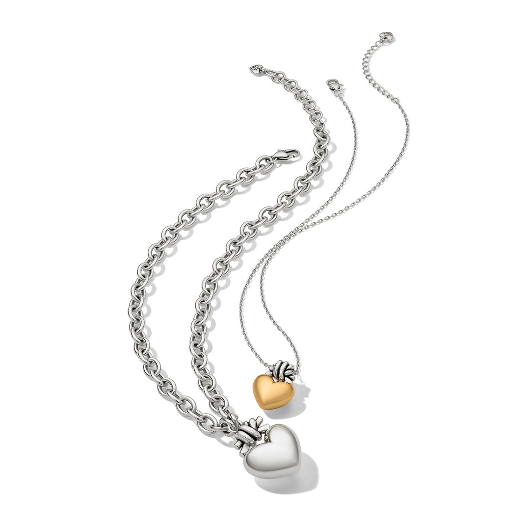 Brighton | Interlok Love Knot Large Heart Necklace in Silver Tone