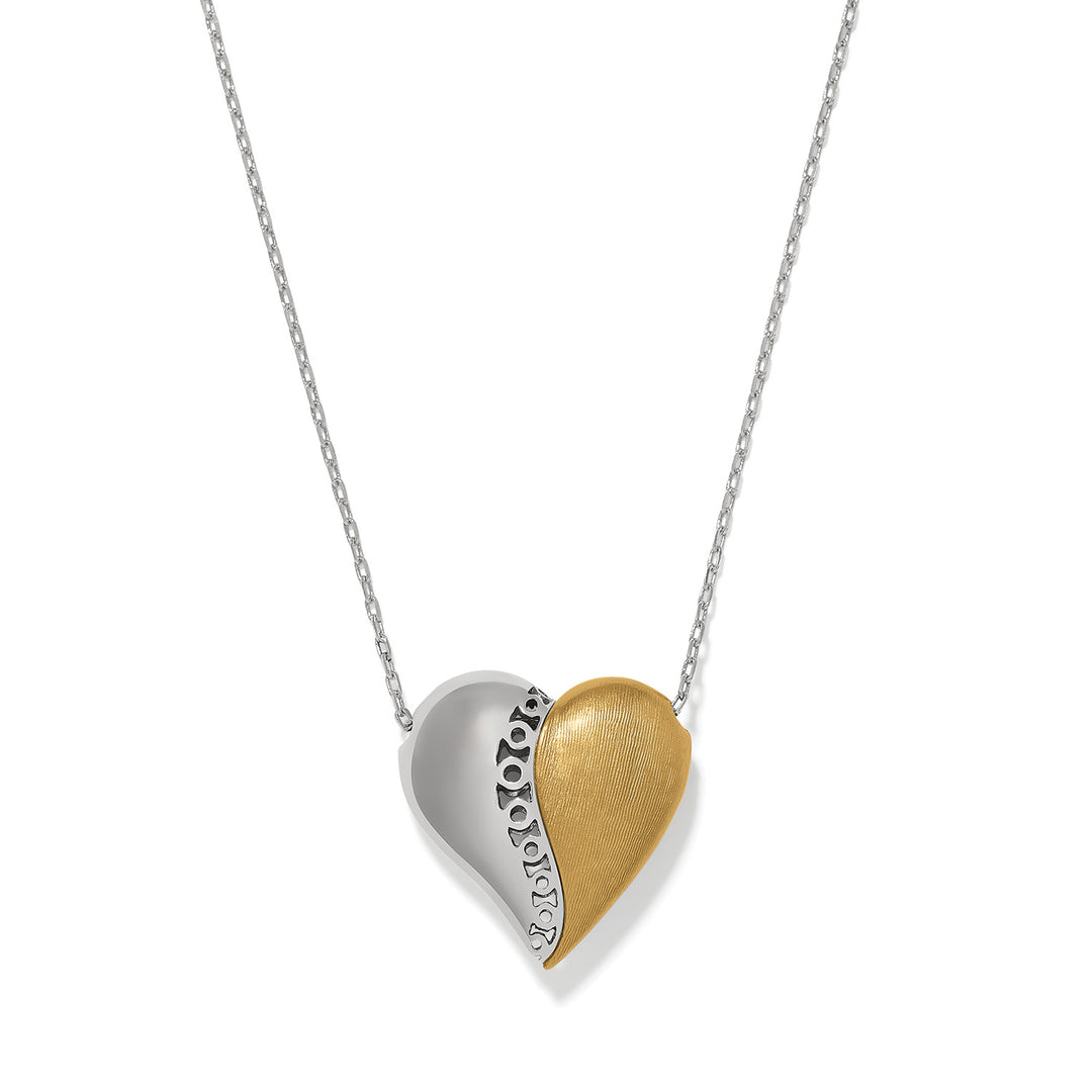 Brighton | Inner Circle Curvy Heart Necklace in Silver and Gold