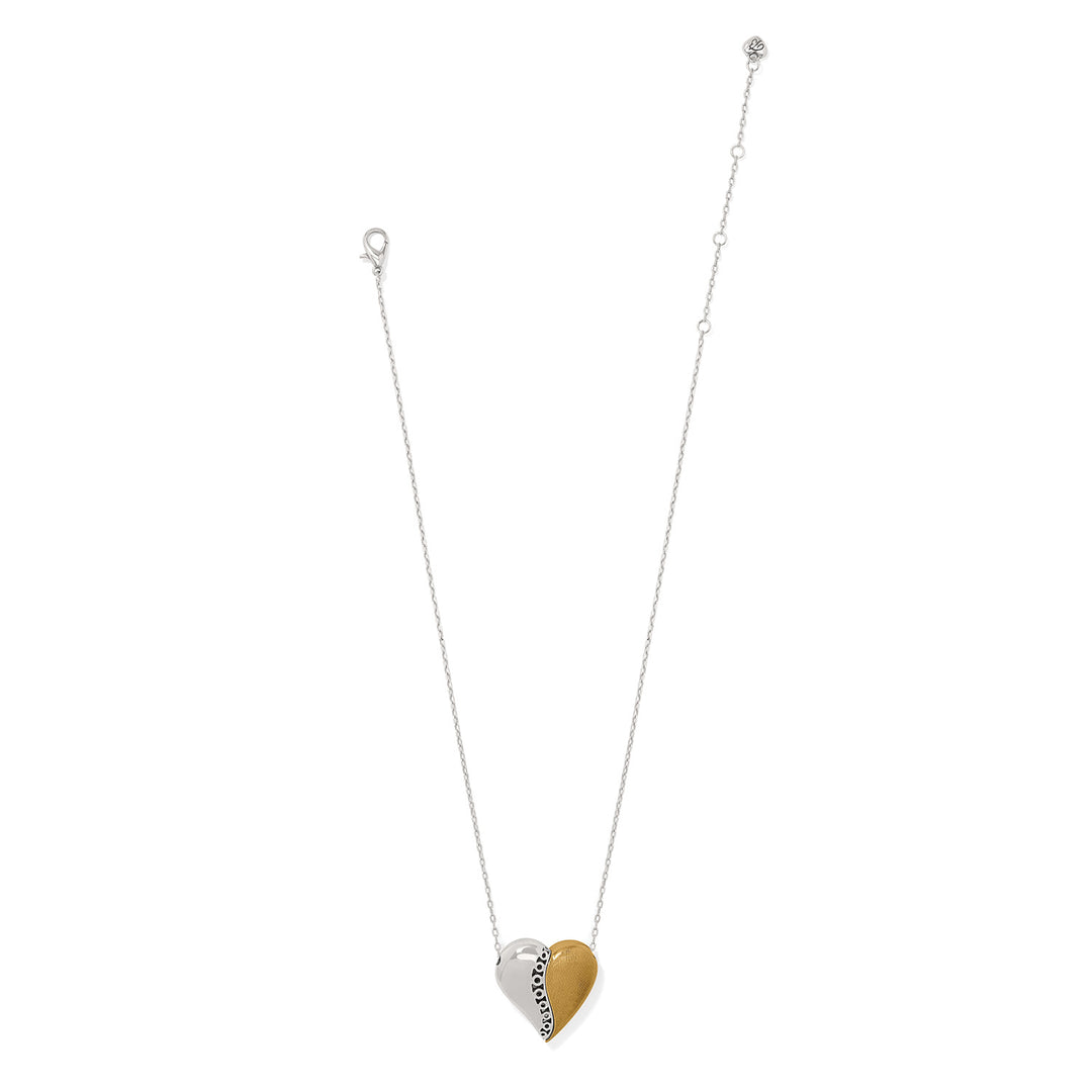 Brighton | Inner Circle Curvy Heart Necklace in Silver and Gold