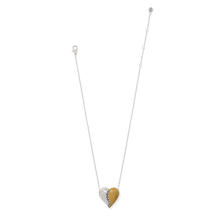 Brighton | Inner Circle Curvy Heart Necklace in Silver and Gold