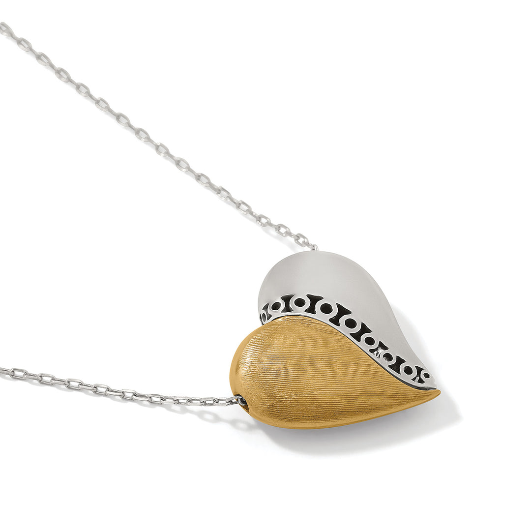 Brighton | Inner Circle Curvy Heart Necklace in Silver and Gold