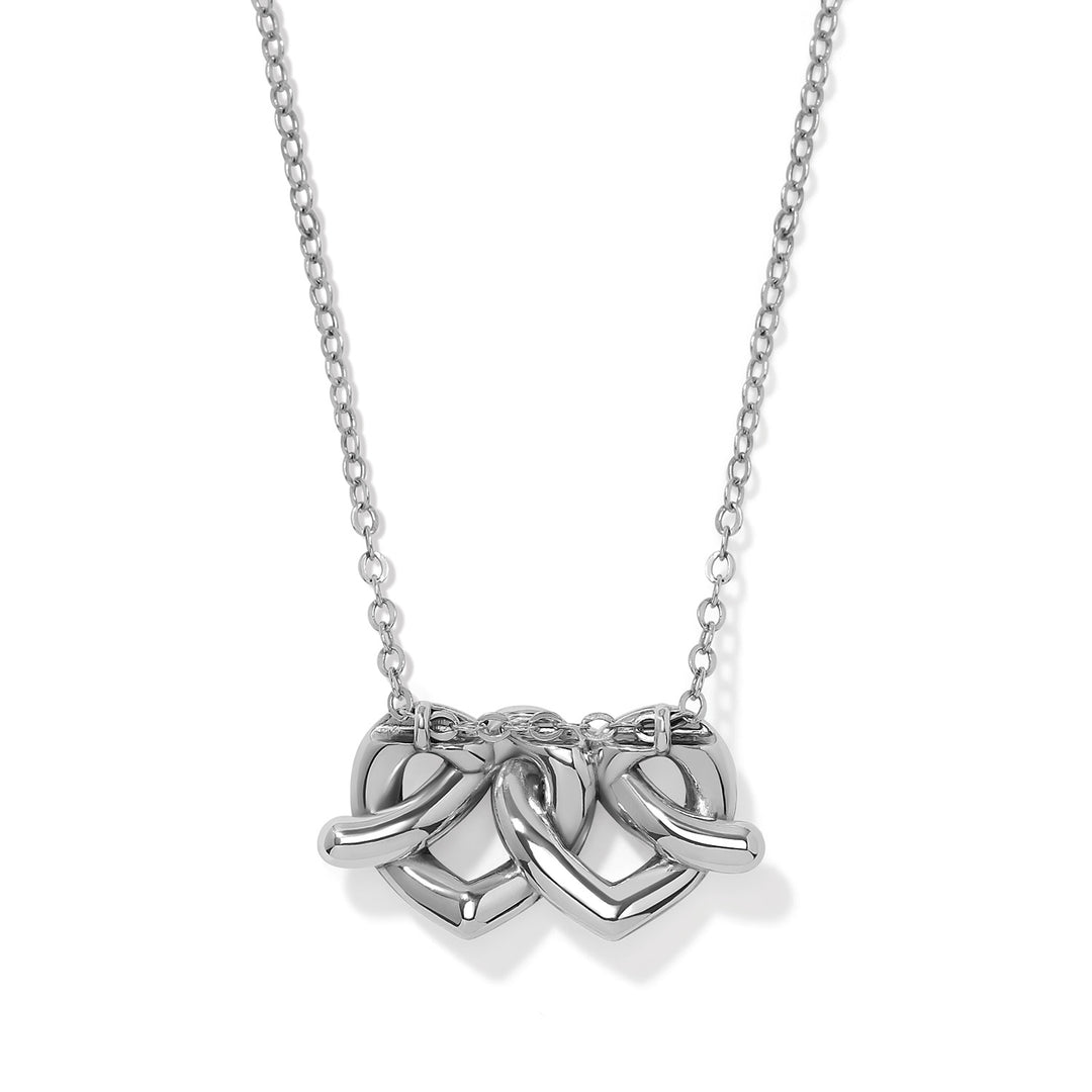 Brighton | Interlok Linked Hearts Necklace in Silver