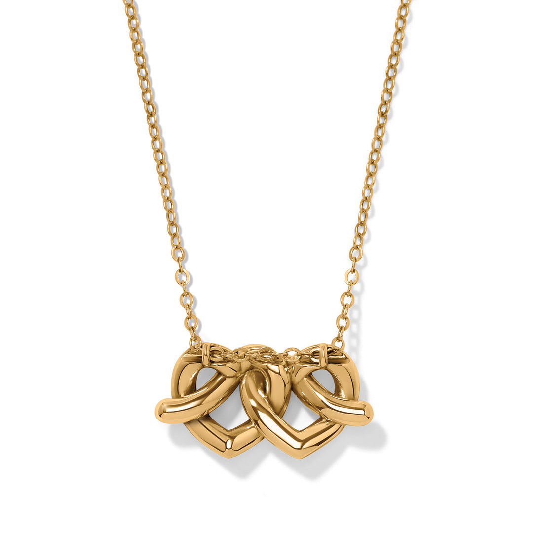 Brighton | Interlok Linked Hearts Necklace in Gold