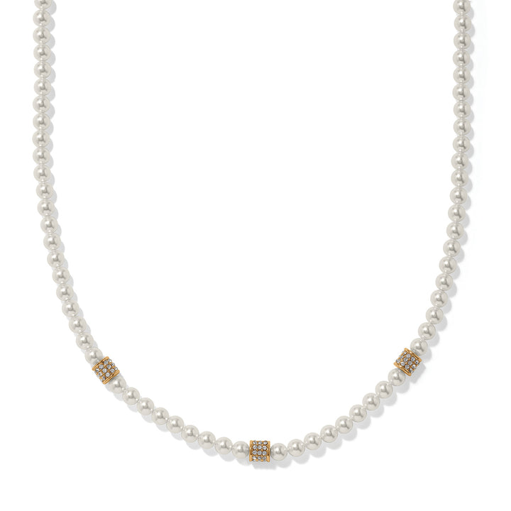 Brighton | Meridian Petite Pearl Station Necklace in Gold and Pearl