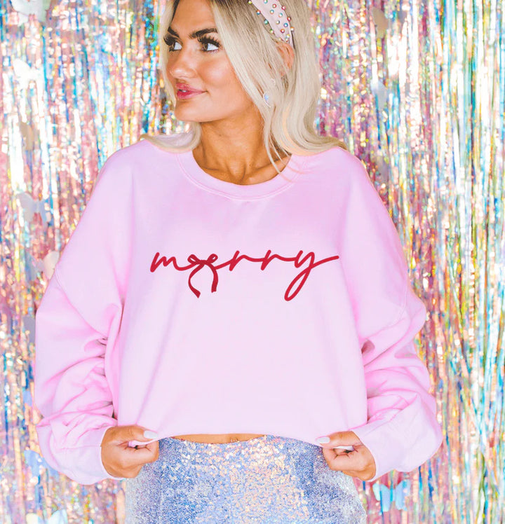 Online Exclusive | Red Merry Bow Graphic on Tee & Sweatshirt Option