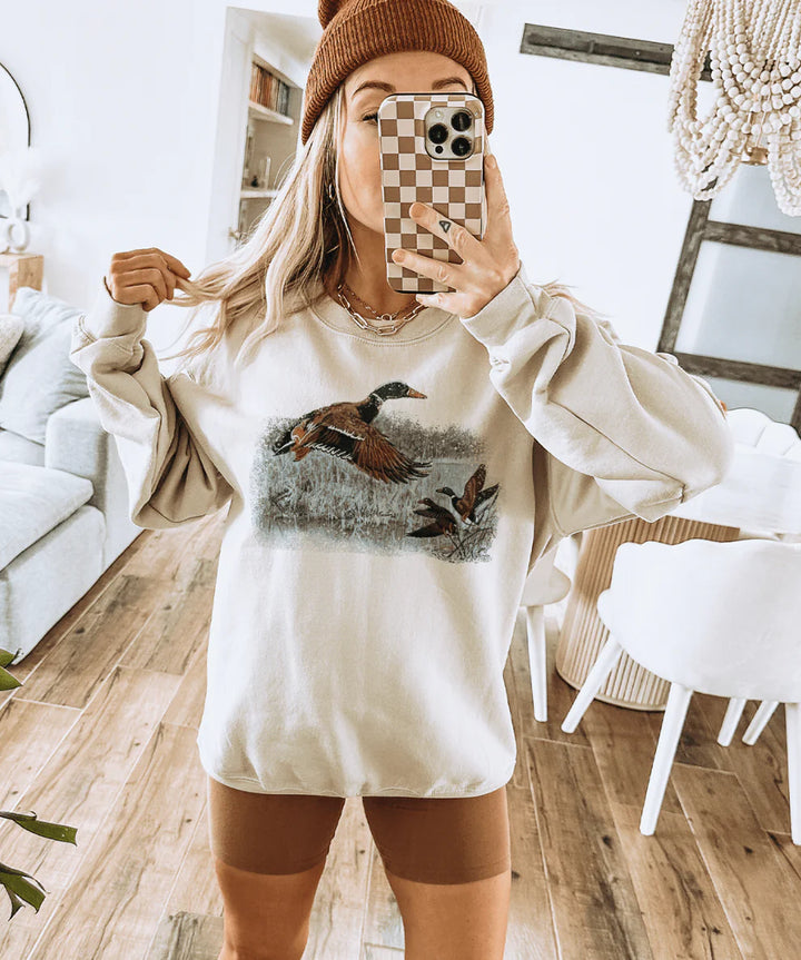 Online Exclusive | Retro Duck Scene Graphic on Cream - Tee & Sweatshirt Option