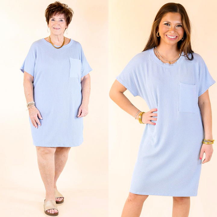 This dress features a super soft fabric, flowy style, and a crew neck.  Available in sizes small through plus size. 