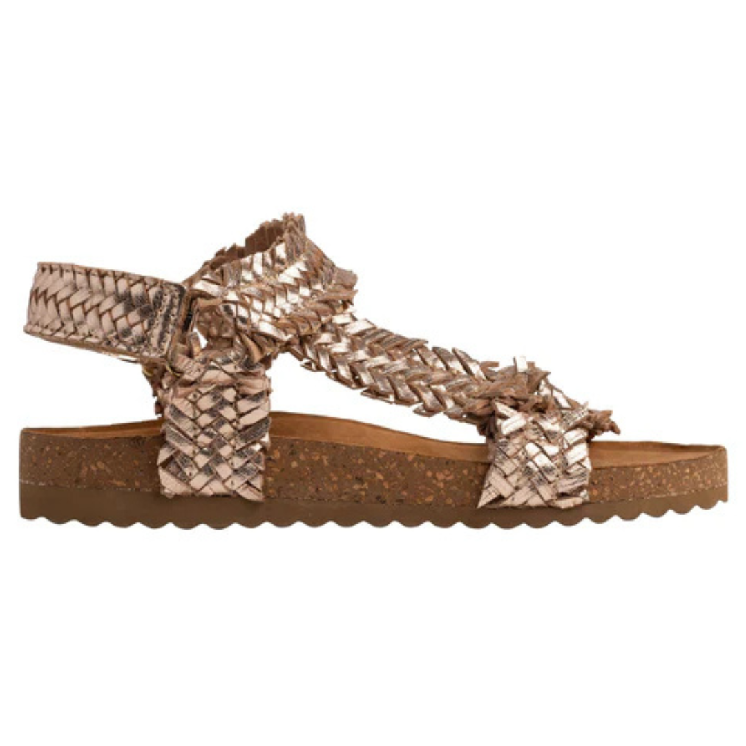 Online Exclusive | River Dance Woven Sandal in Champagne Gold