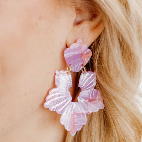Linny Co | Michelle Floral Drop Earrings in Rosy Glow