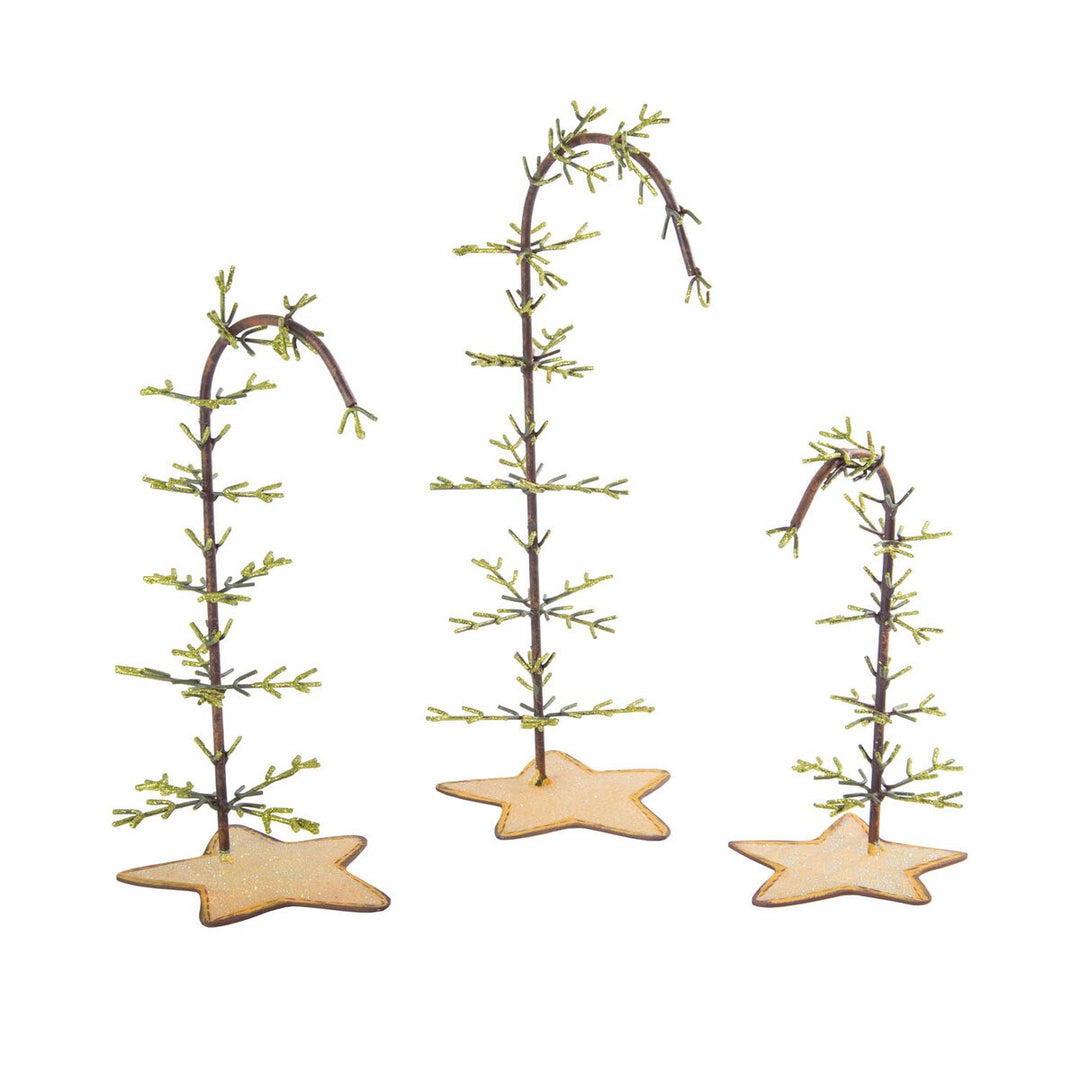 The Round Top Collection Twig Ornament Trees in large, medium and small sizes on star-shaped bases