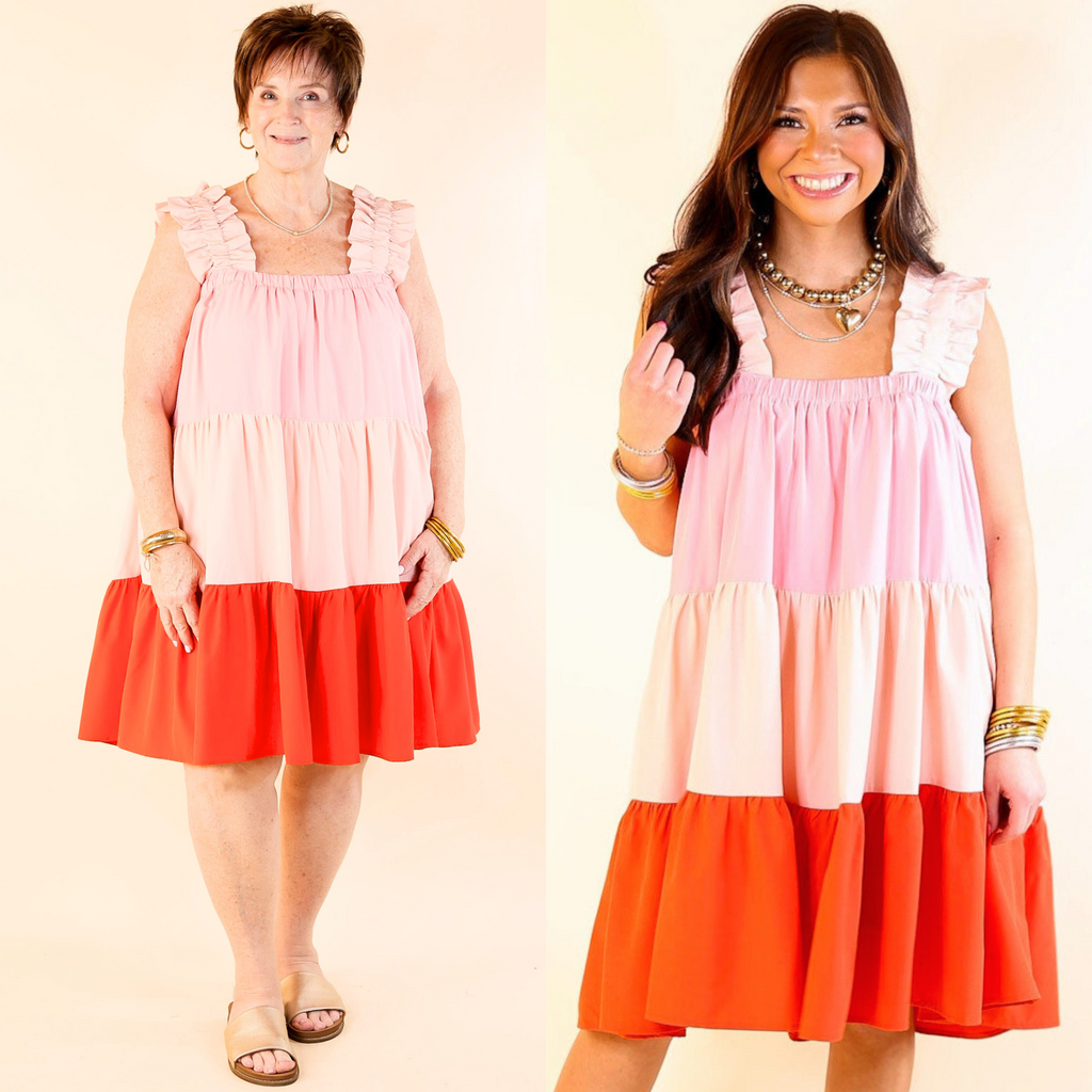 Pink and Red Color Block Dress – Giddy Up Glamour Boutique