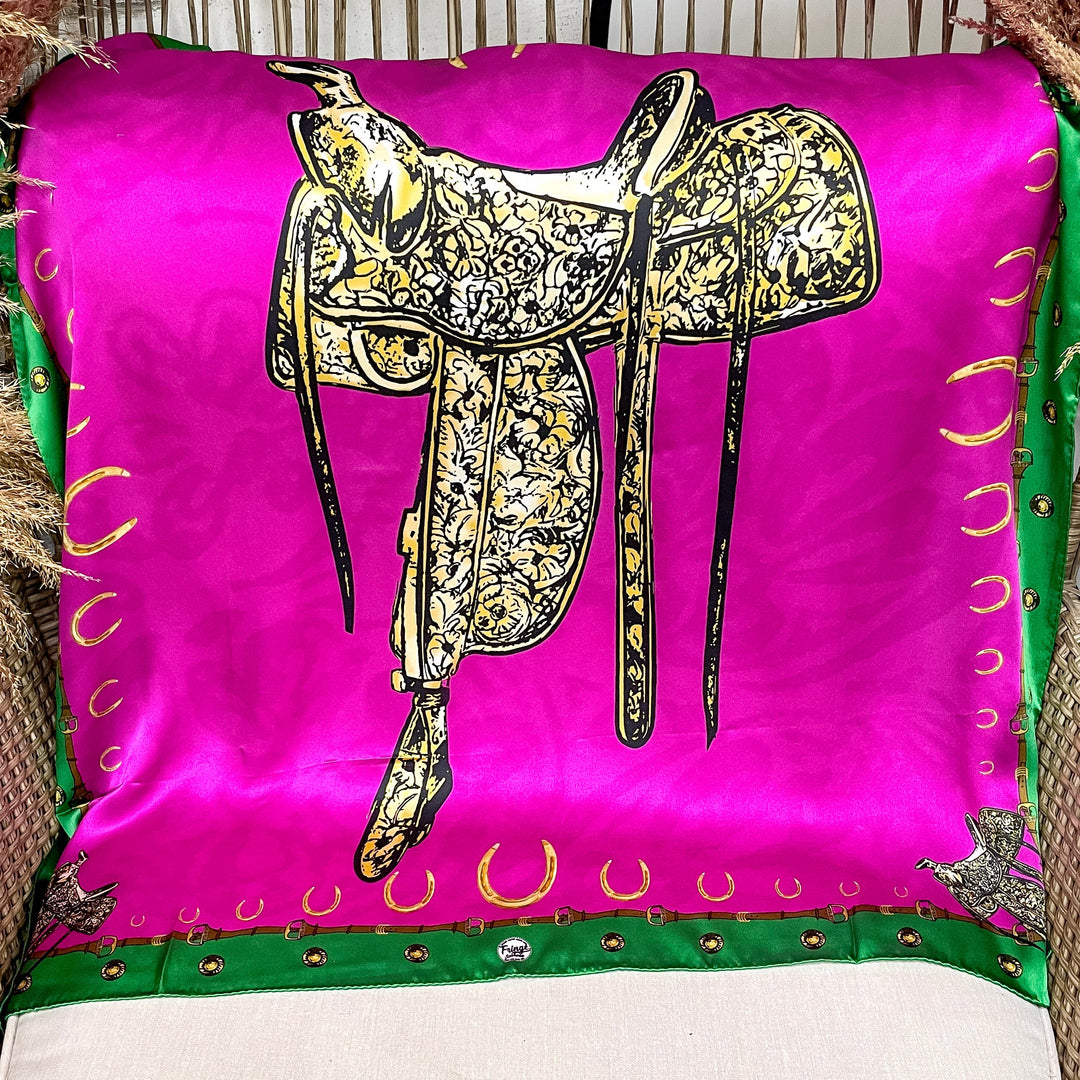 Fringe Scarves | Saddle Up Wild Rag in Pink and Green