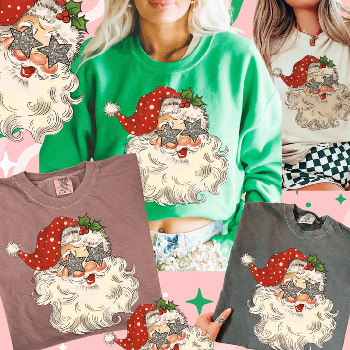 Online Exclusive | Santa's Star Eyes Graphic on Tee & Sweatshirt Options
