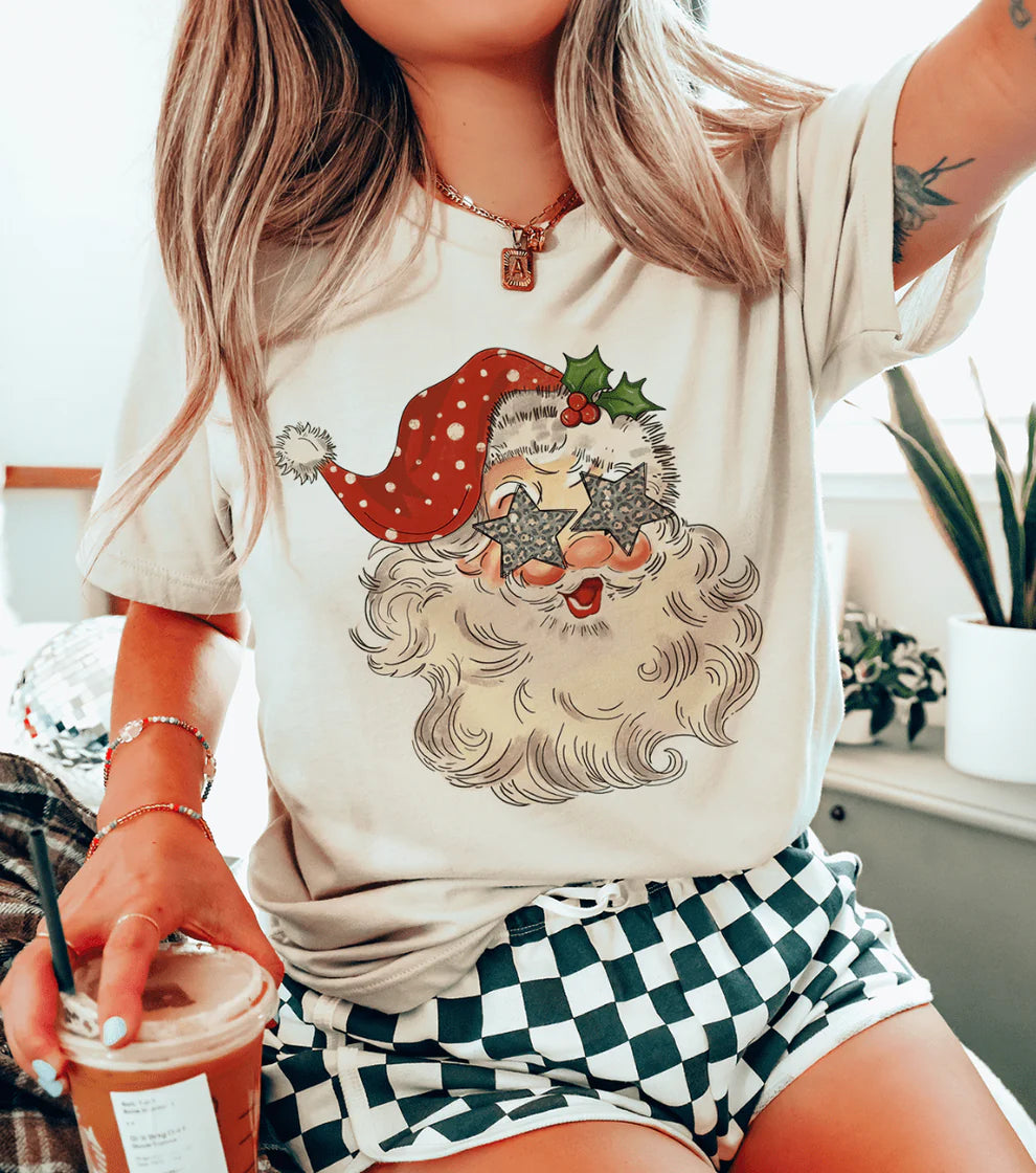 Online Exclusive | Santa's Star Eyes Graphic on Tee & Sweatshirt Options