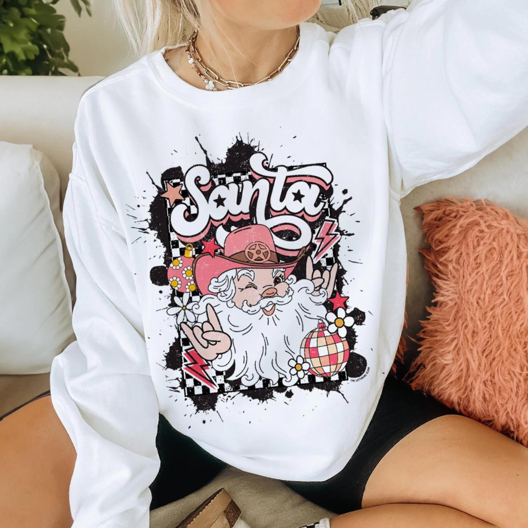 Online Exclusive | Country Glam Santa Sweatshirt in White