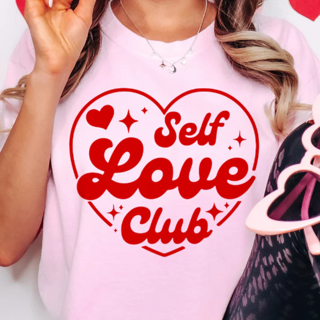 Online Exclusive | Self Love Club Red Heart Graphic Tee in Pink