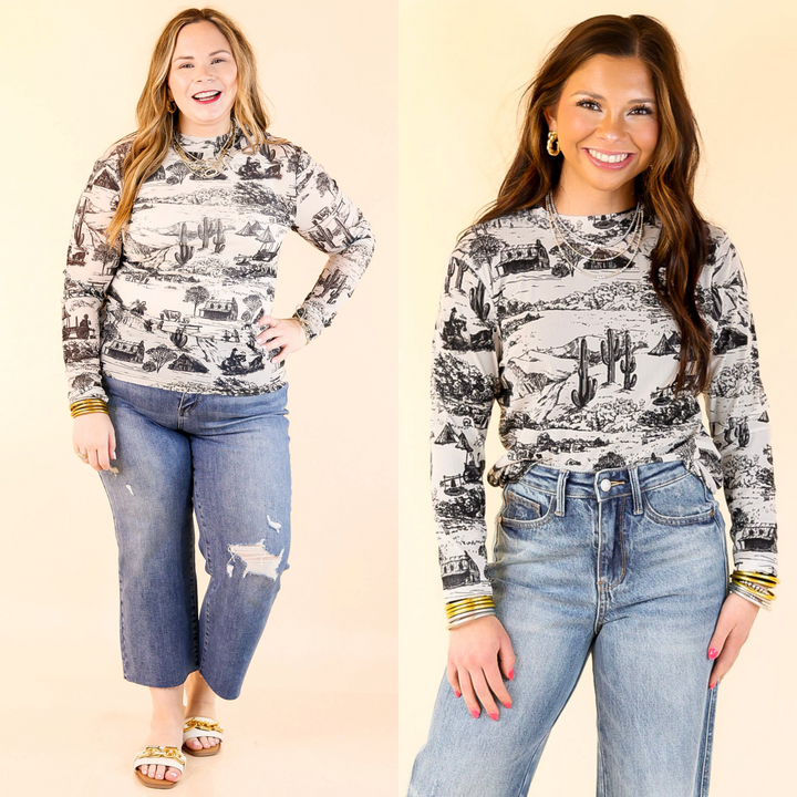 This long-sleeve top features a sleek mock neck and a sheer mesh material that adds a bold, yet sophisticated touch to any outfit. Sizes small through plus sizes.