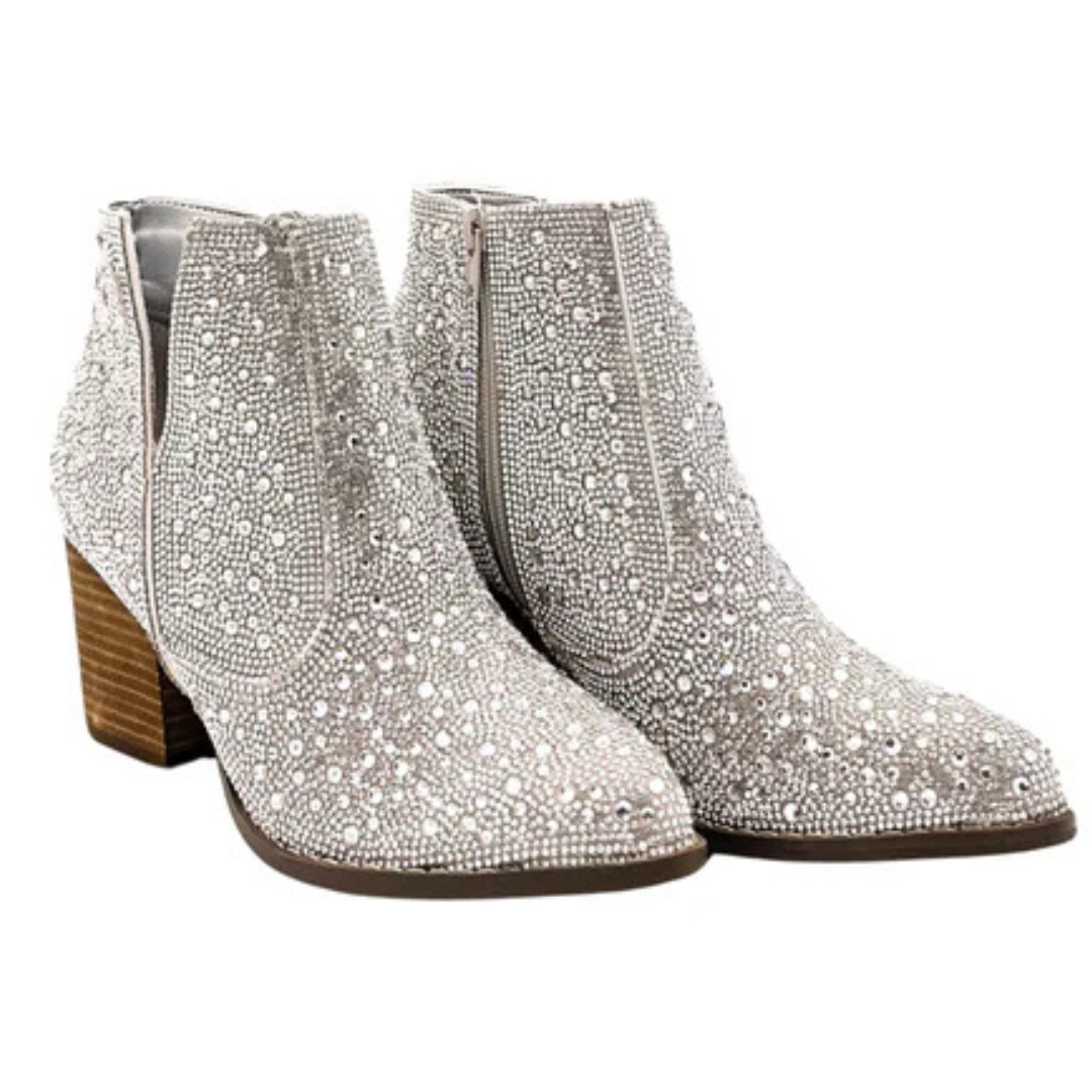 Online Exclusive | Shine Star Rhinestone Bootie in Silver