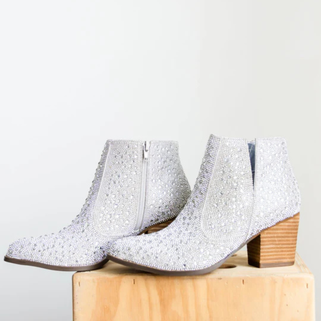 Online Exclusive | Shine Star Rhinestone Bootie in Silver