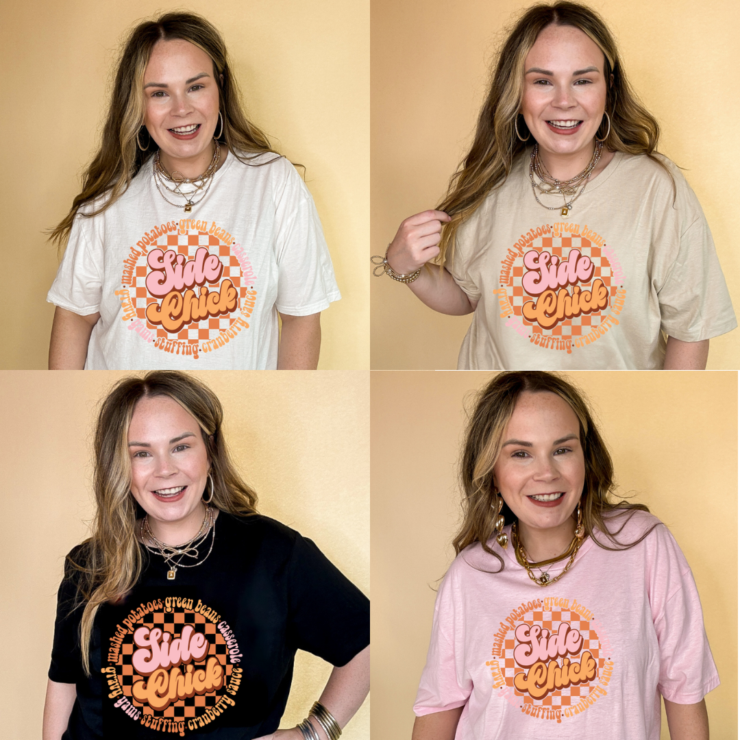 Online Exclusive | Side Chick Thanksgiving Foods Graphic Tee in Multiple Color Options