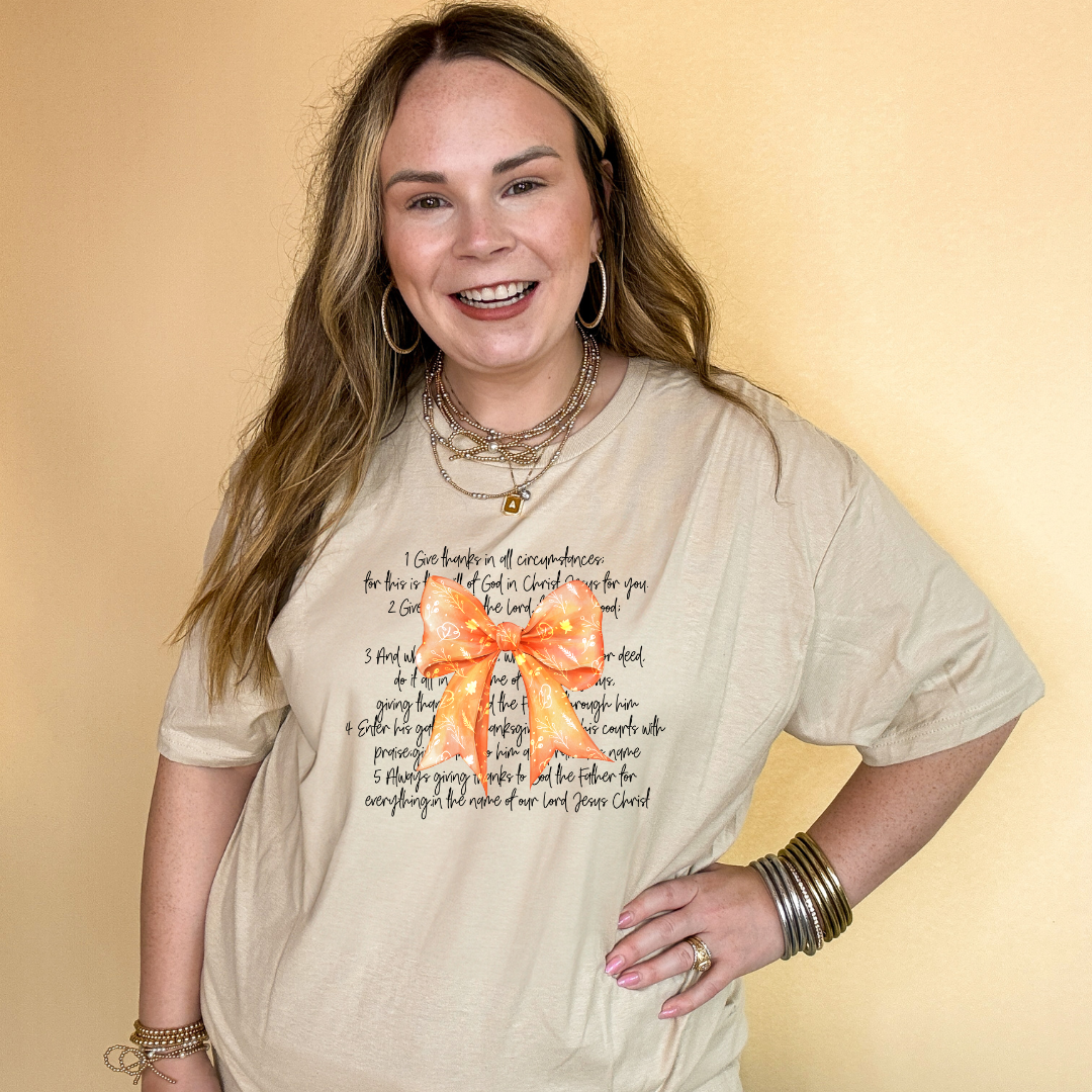 Online Exclusive | Thankful Reminders and Orange Autumn Bow Graphic Tee in Multiple Color Options