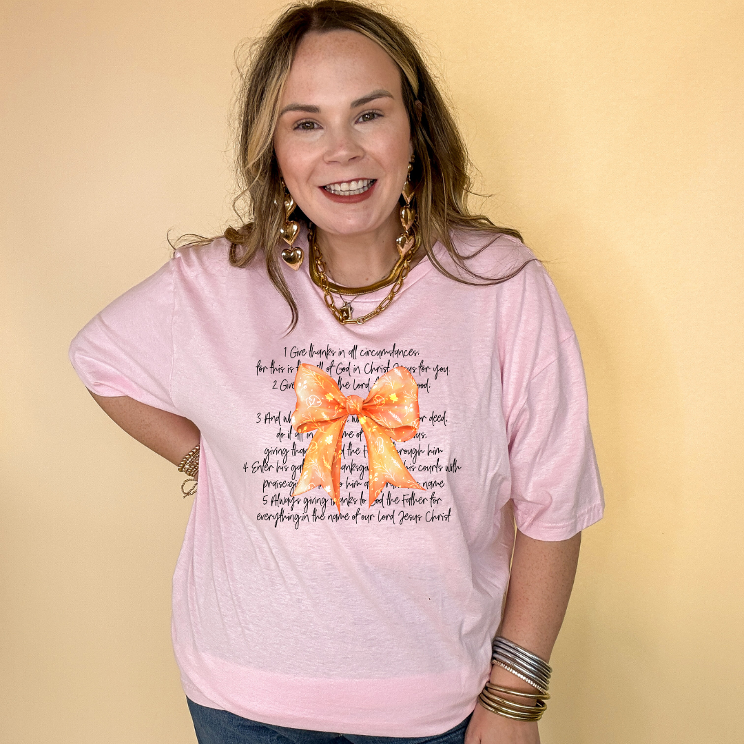 Online Exclusive | Thankful Reminders and Orange Autumn Bow Graphic Tee in Multiple color Options