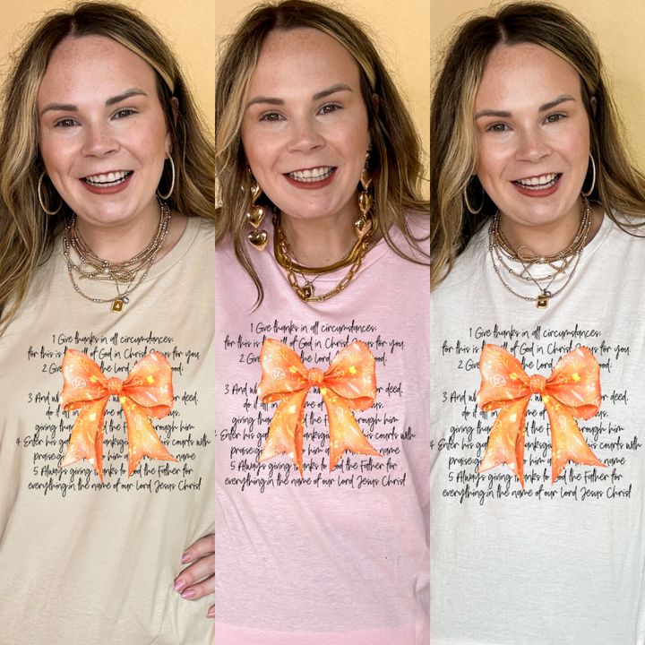 Online Exclusive | Thankful Reminders and Orange Autumn Bow Graphic Tee in Multiple Color Options