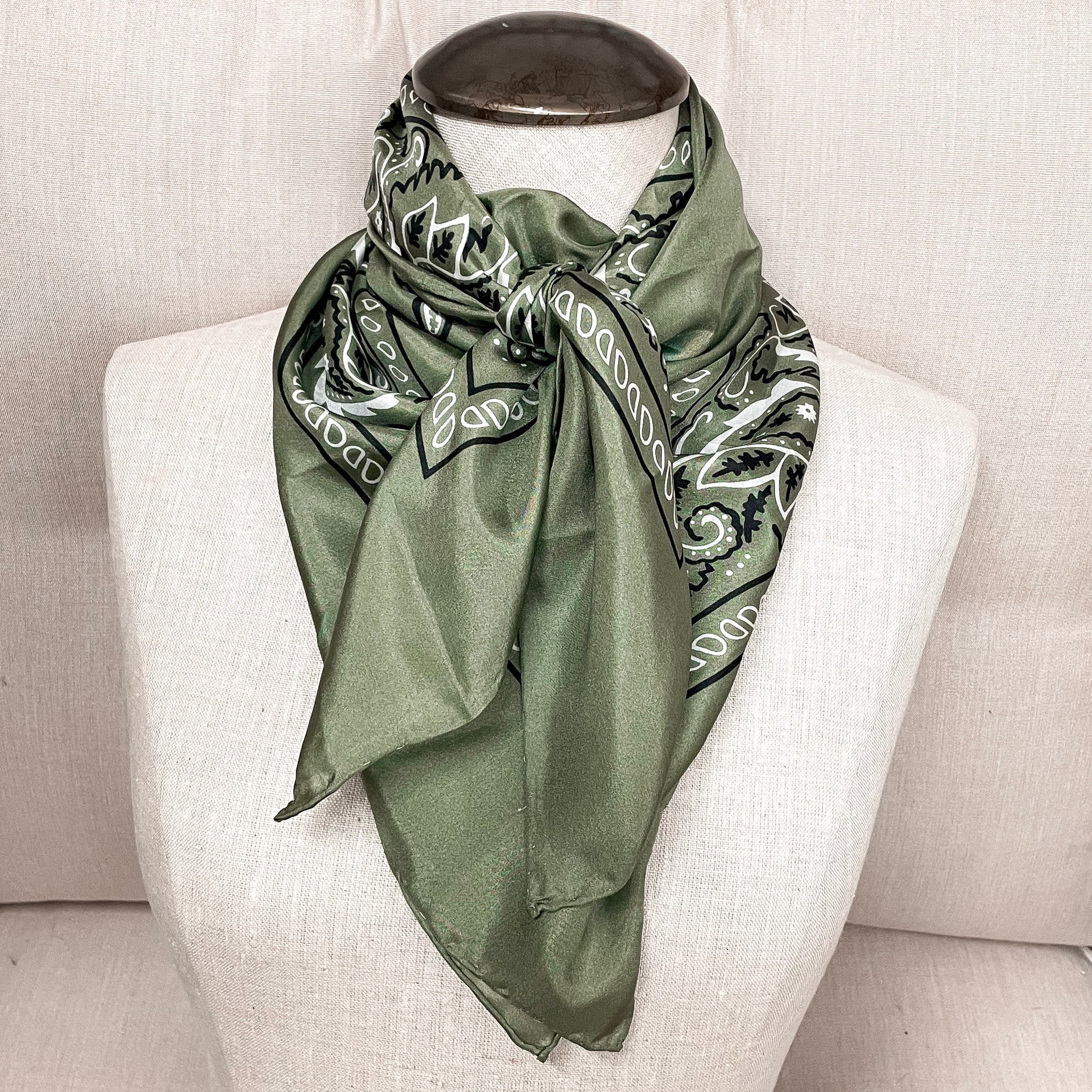 Bandana Silk Wild Rag in Sage Green