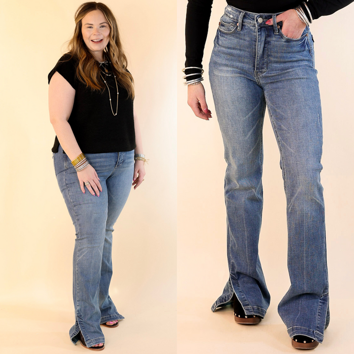 Judy Blue | The Perfect Pair Tummy Control Slim Bootcut Jean with Side Slit in Vintage Medium Wash