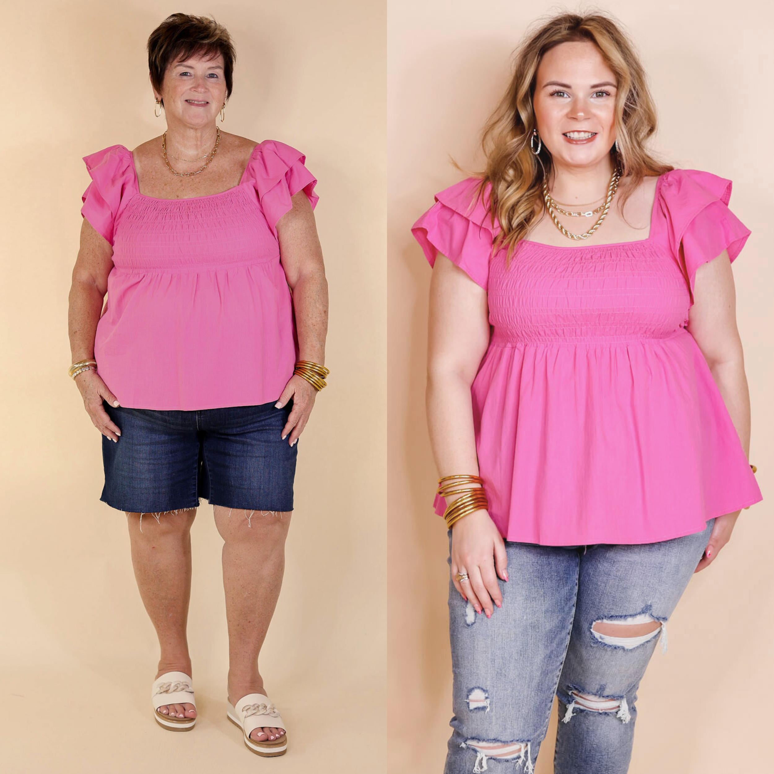 Celebrate Good Times Smocked Babydoll Top in Pink