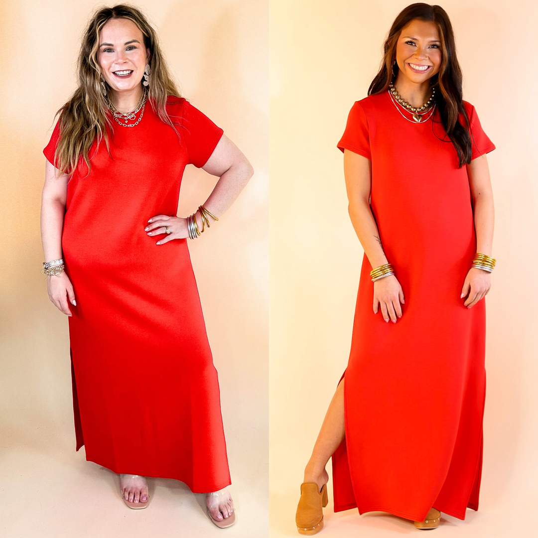 SPANX | AirEssentials Maxi T-Shirt Dress in Spanx Red SPANX | AirEssentials Maxi T-Shirt Dress in Spanx Red