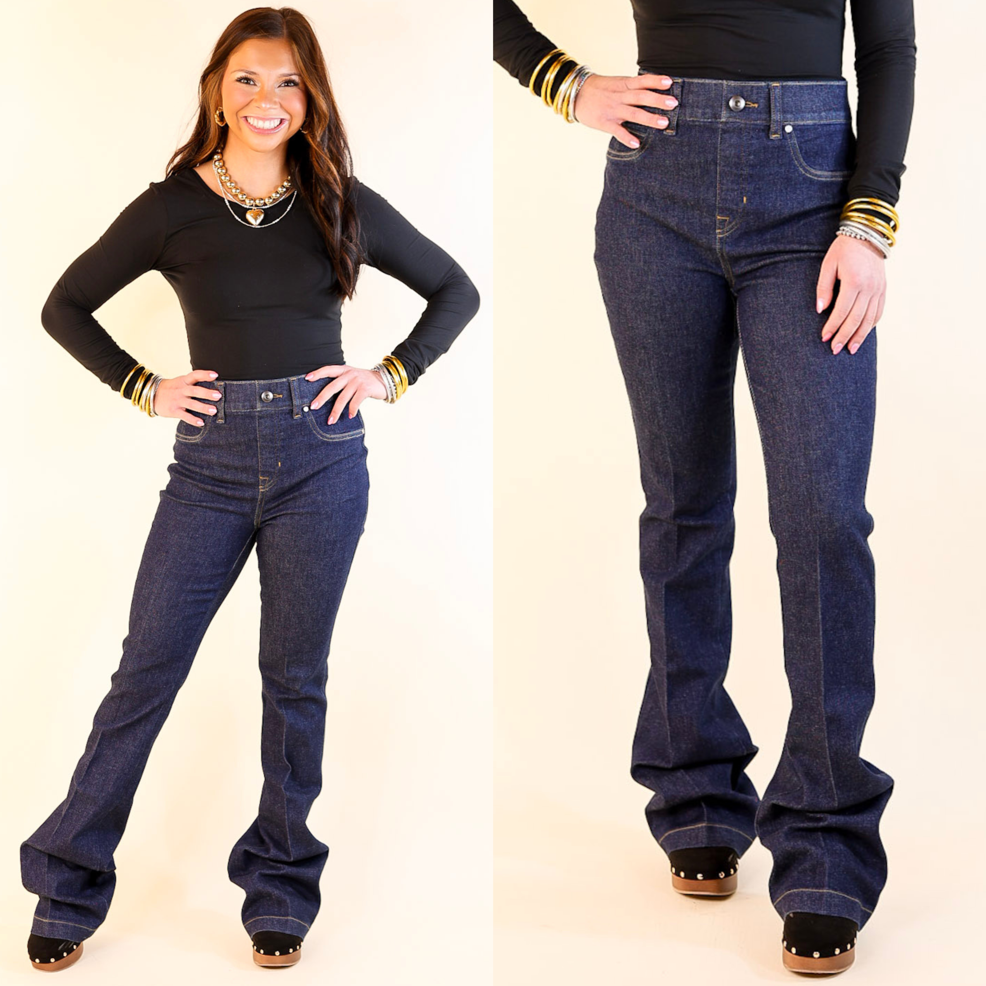 SPANX | EveryWear Flare Jeans in Raw Indigo (Dark Wash)