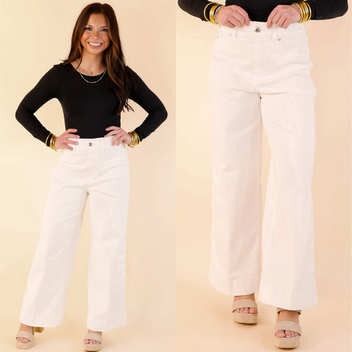 SPANX | EveryWear Cropped Wide Leg Jeans in White