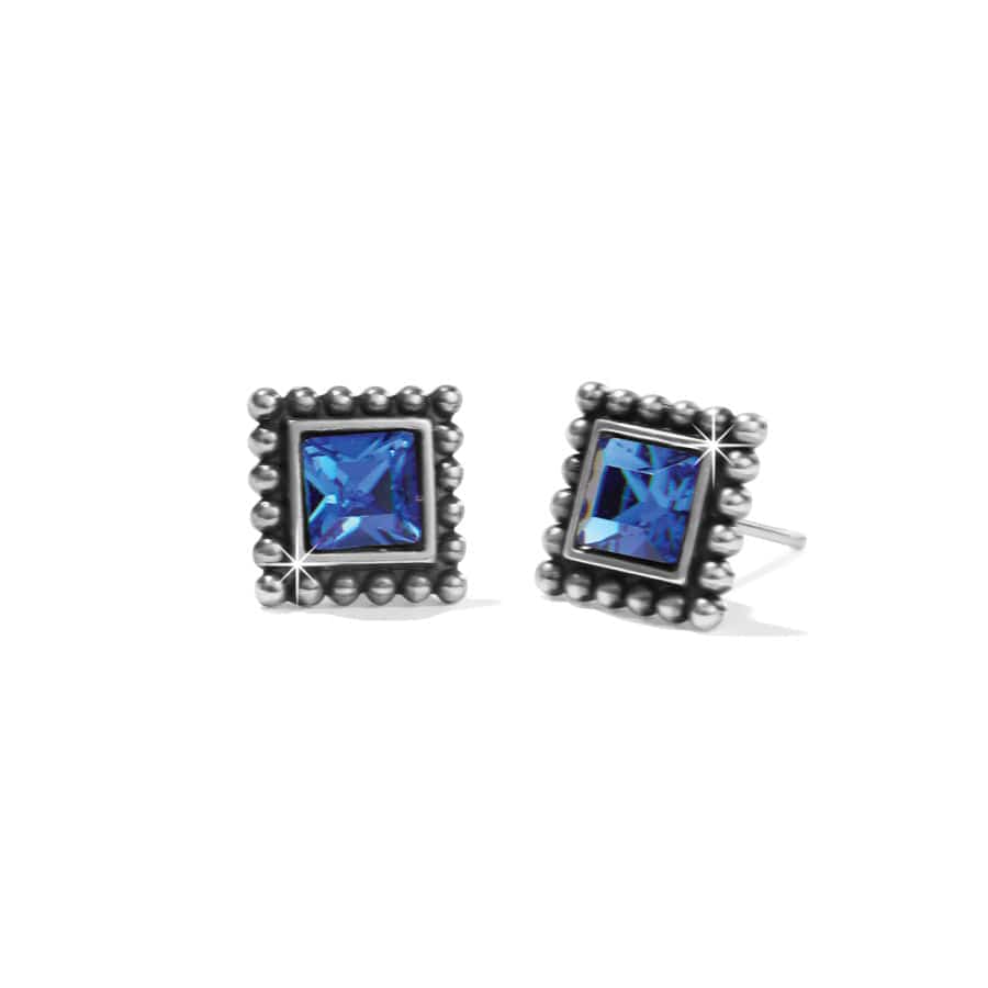 Brighton | Sparkle Square Mini Post Earrings in Blue Crystal