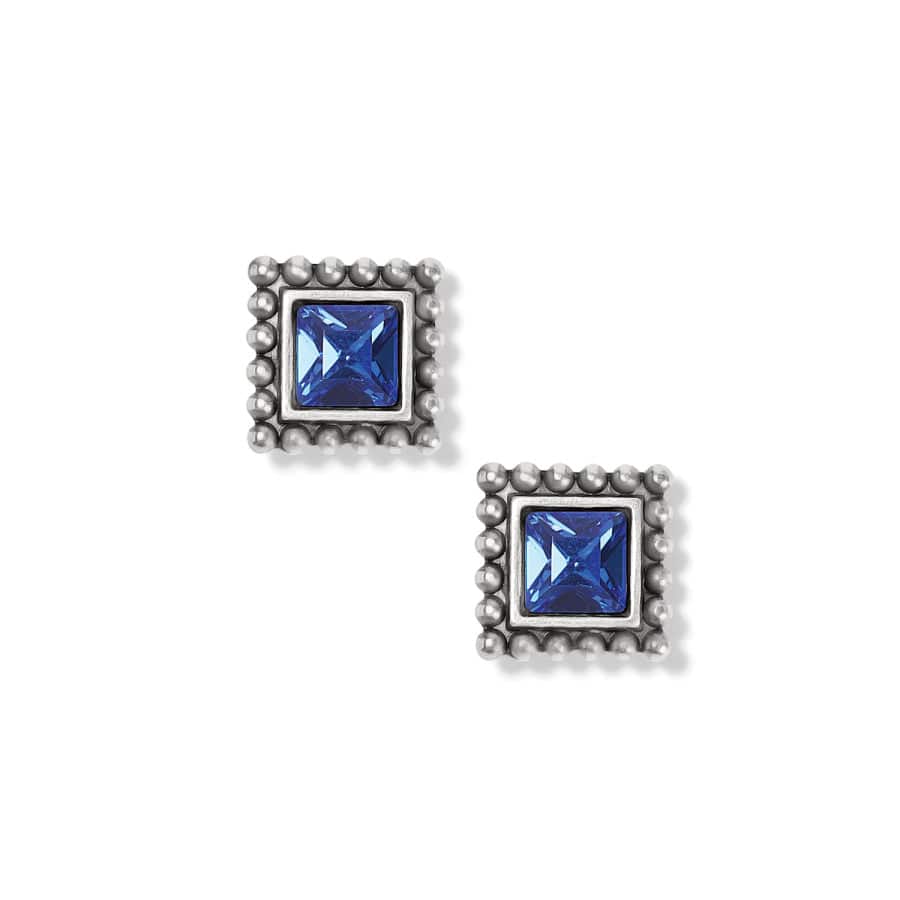 Brighton | Sparkle Square Mini Post Earrings in Blue Crystal