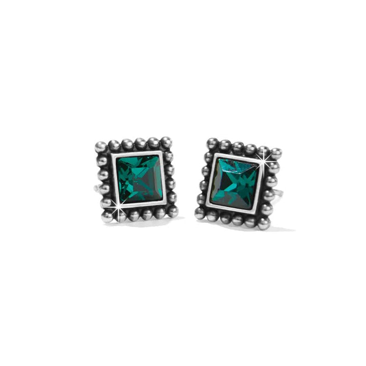 Brighton | Sparkle Square Mini Post Earrings in Green Crystal