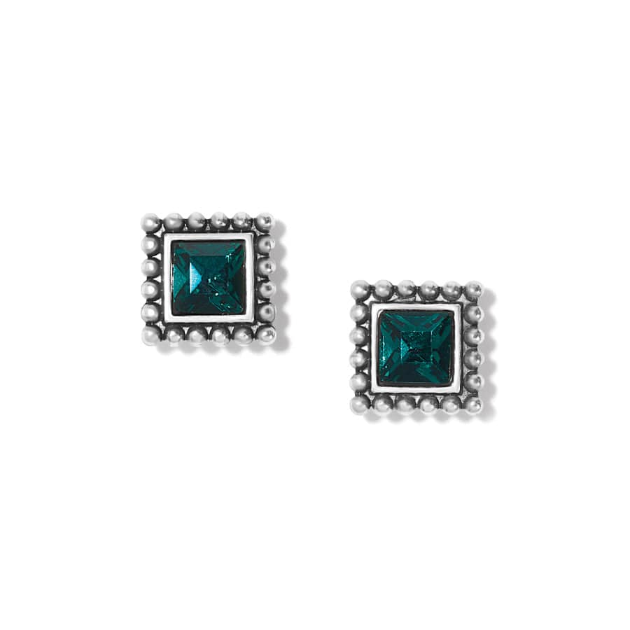 Brighton | Sparkle Square Mini Post Earrings in Green Crystal