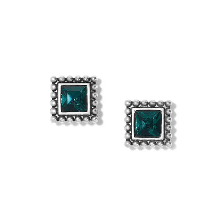 Brighton | Sparkle Square Mini Post Earrings in Green Crystal