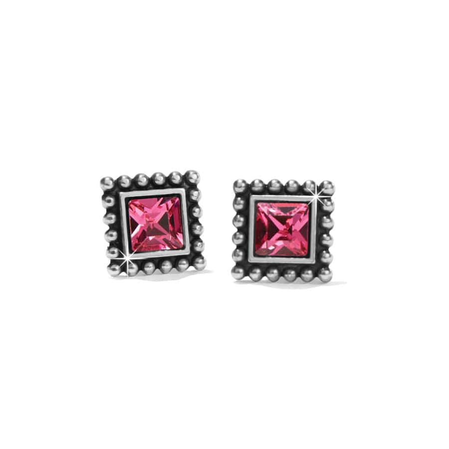 Brighton | Sparkle Square Mini Post Earrings in Pink Crystal