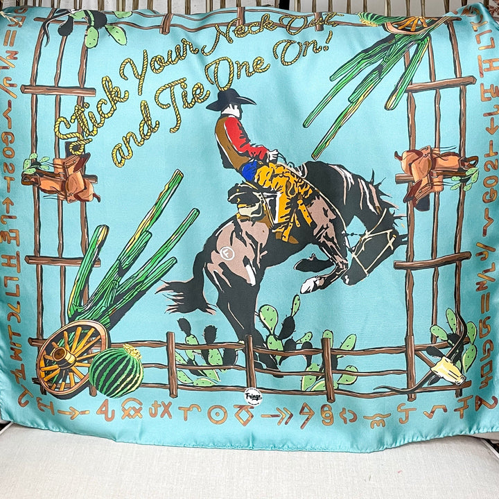 Fringe Scarves | Stick Your Neck Out and Tie One On Shorty Wild Rag in Aqua