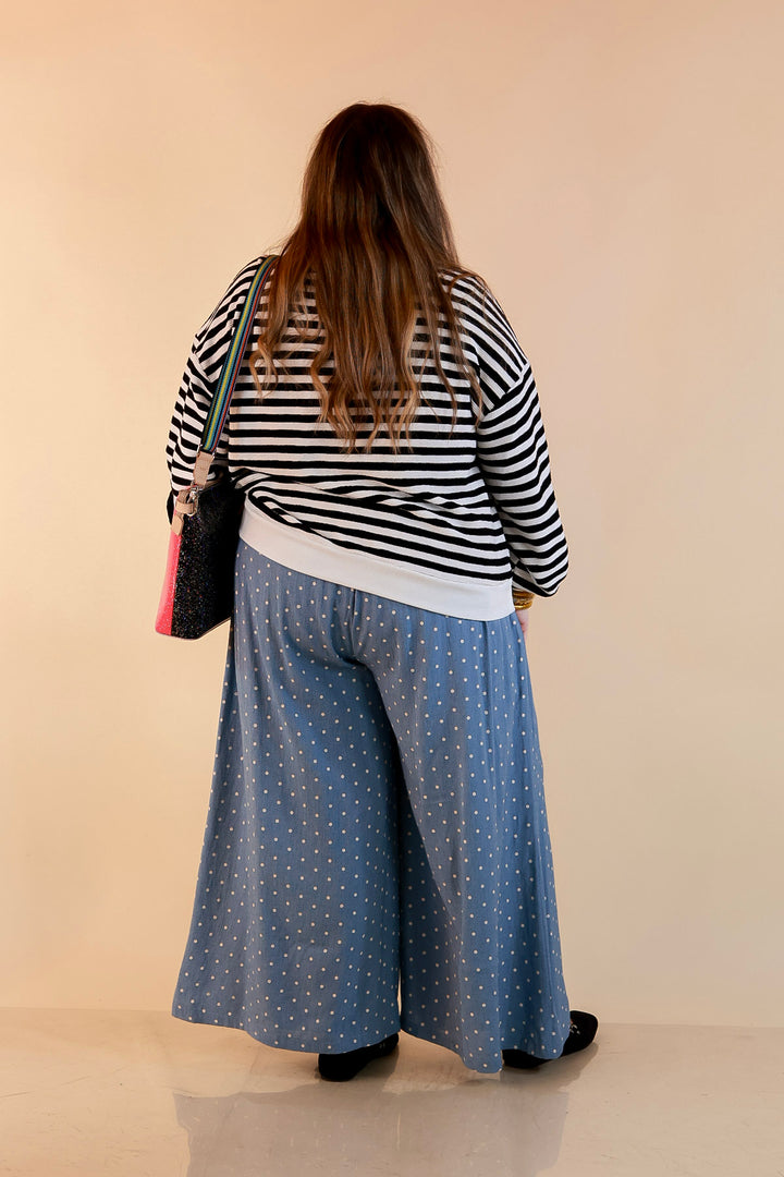 Plus Size | Straight and Narrow Striped Drop Shoulder Long Sleeve Pullover Top in Black and Ivory